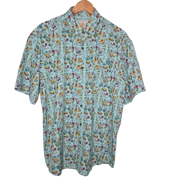 Tropical Bros Mens Super Stretch Mexican Fiesta Candy Skull Hawaiian Shirt XL - Picture 1 of 8